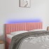 Cabecero con LED de terciopelo rosa 144x5x78/88