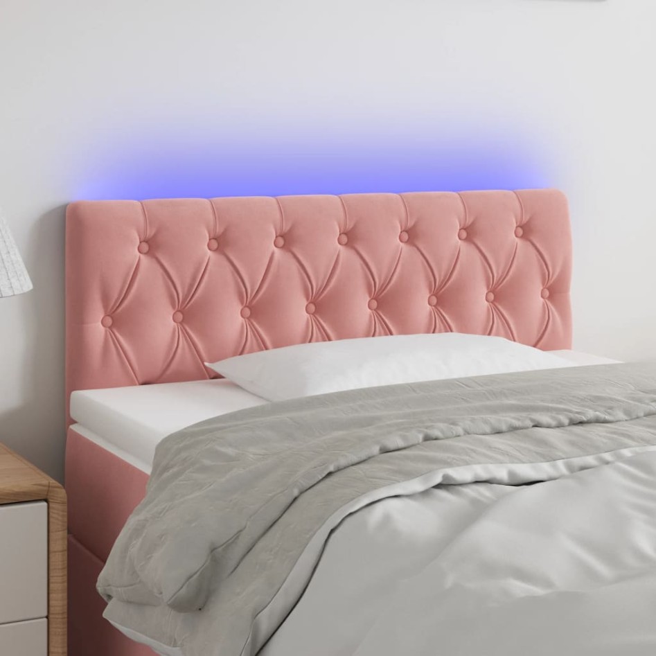 Cabecero con LED de terciopelo rosa 100x7x78/88