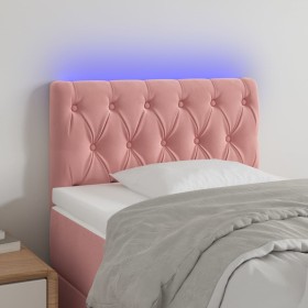 Cabecero con LED de terciopelo rosa 80x7x78/88