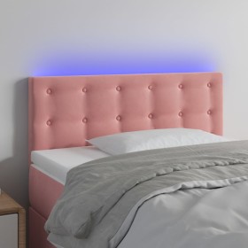Cabecero con LED de terciopelo rosa 90x5x78/88