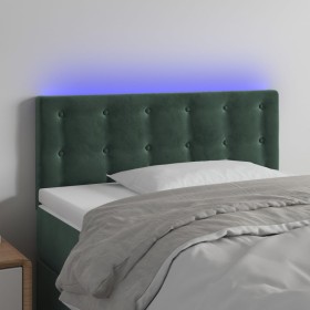 Cabecero con LED de terciopelo verde oscuro 90x5x78/88