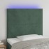 Cabecero con luces LED terciopelo verde oscuro 80x5x118/128
