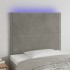 Cabecero con luces LED terciopelo gris claro 90x5x118/128