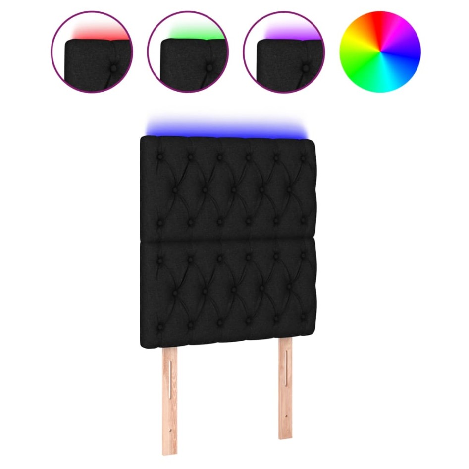 Cabecero con luces LED tela negro 80x7x118/128