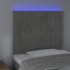 Cabecero con luces LED terciopelo gris claro 80x5x118/128