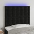 Cabecero con luces LED terciopelo negro 100x5x118/128