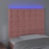 Cabecero con luces LED terciopelo rosa 80x5x118/128