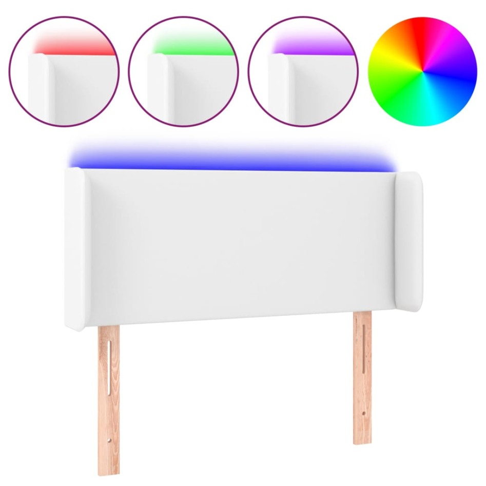 Cabecero con LED cuero sintético blanco 83x16x78/88