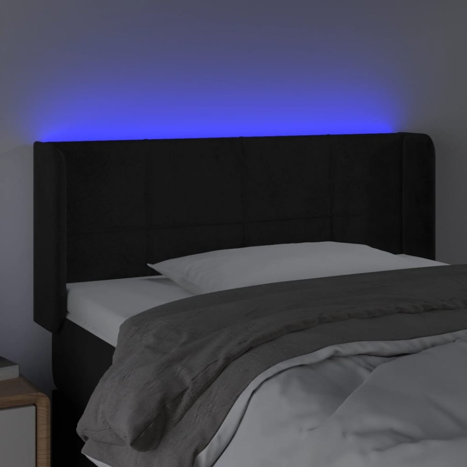 Cabecero con LED de terciopelo negro 103x16x78/88