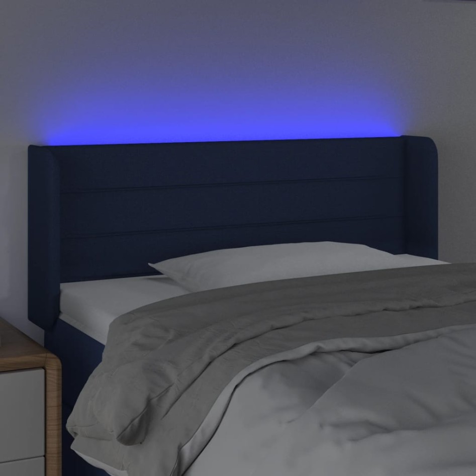 Cabecero con LED de tela azul 103x16x78/88