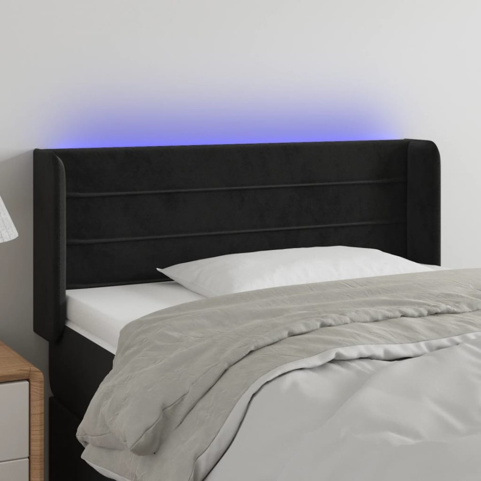 Cabecero con LED de terciopelo negro 103x16x78/88