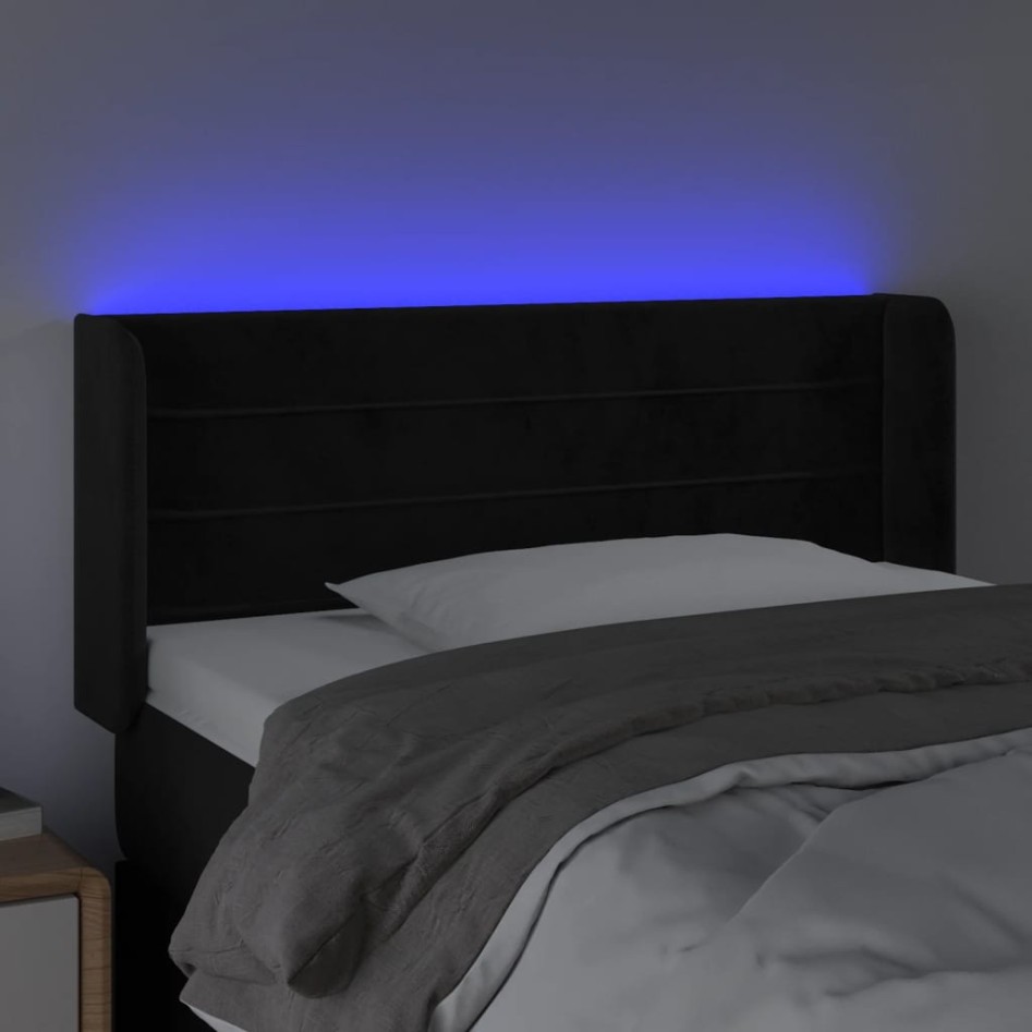 Cabecero con LED de terciopelo negro 103x16x78/88