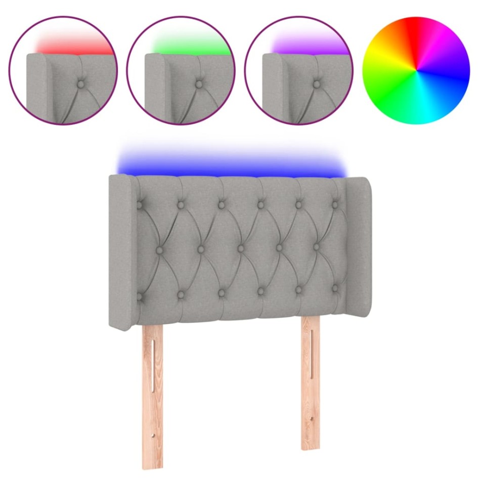 Cabecero con LED de tela gris claro 83x16x78/88