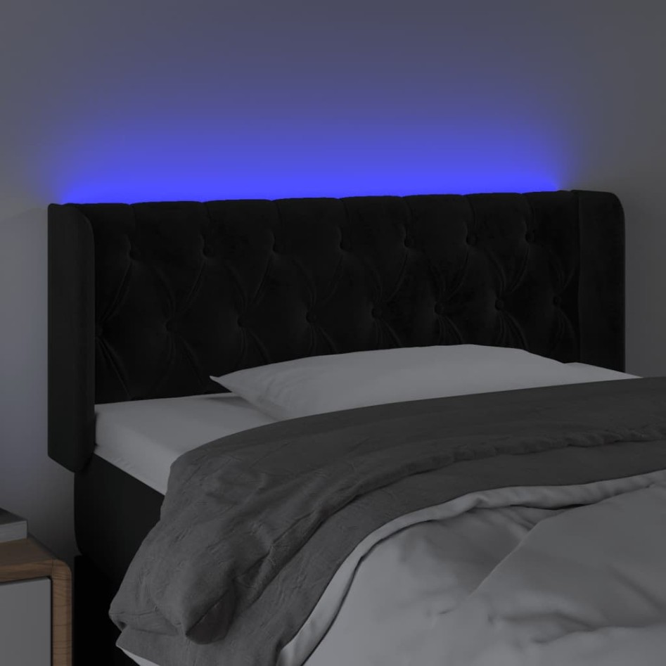 Cabecero con LED de terciopelo negro 103x16x78/88