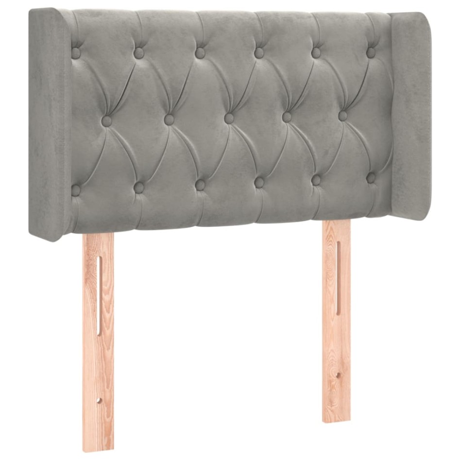 Cabecero con LED de terciopelo gris claro 83x16x78/88