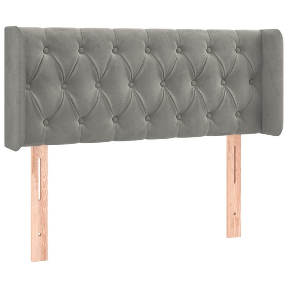 Cabecero con LED de terciopelo gris claro 103x16x78/88