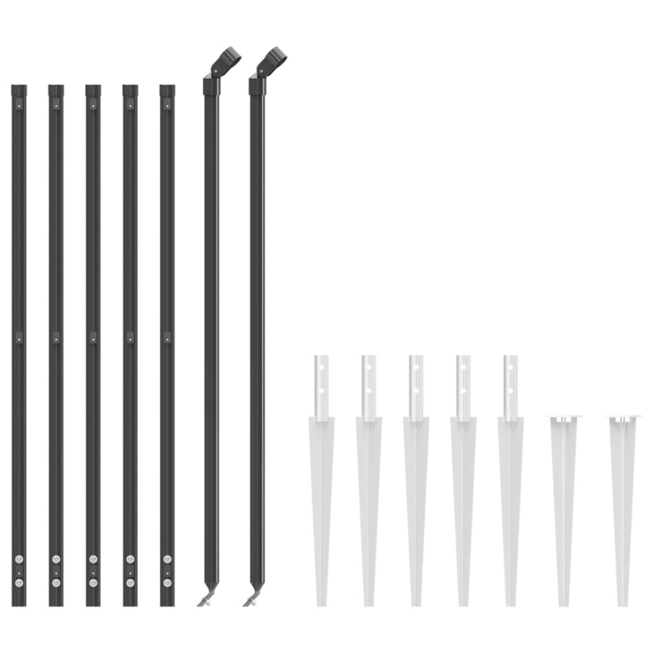 Cerca de alambre con pinchos de anclaje gris antracita 1,1x10