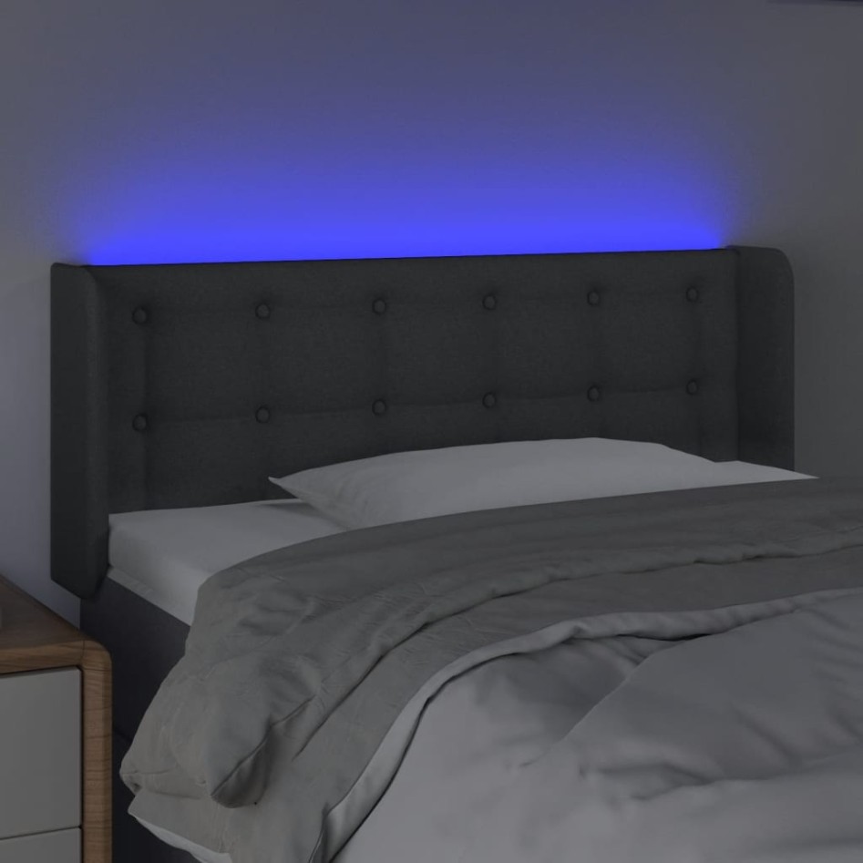 Cabecero con LED de tela gris oscuro 103x16x78/88