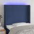 Cabecero con LED de tela azul 103x16x118/128