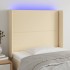 Cabecero con LED de tela color crema 93x16x118/128