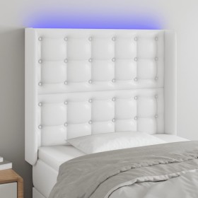 Cabecero con LED cuero sintético blanco 83x16x118/128