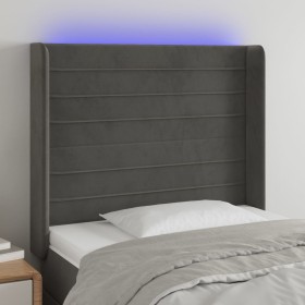 Cabecero con LED de terciopelo gris oscuro 83x16x118/128