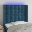 Cabecero con LED de terciopelo azul oscuro 83x16x118/128 cm