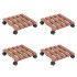 Soportes con ruedas para plantas 4 uds marrón WPC 30x30x7,5