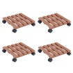Soportes con ruedas para plantas 4 uds marrón WPC 30x30x7,5 cm