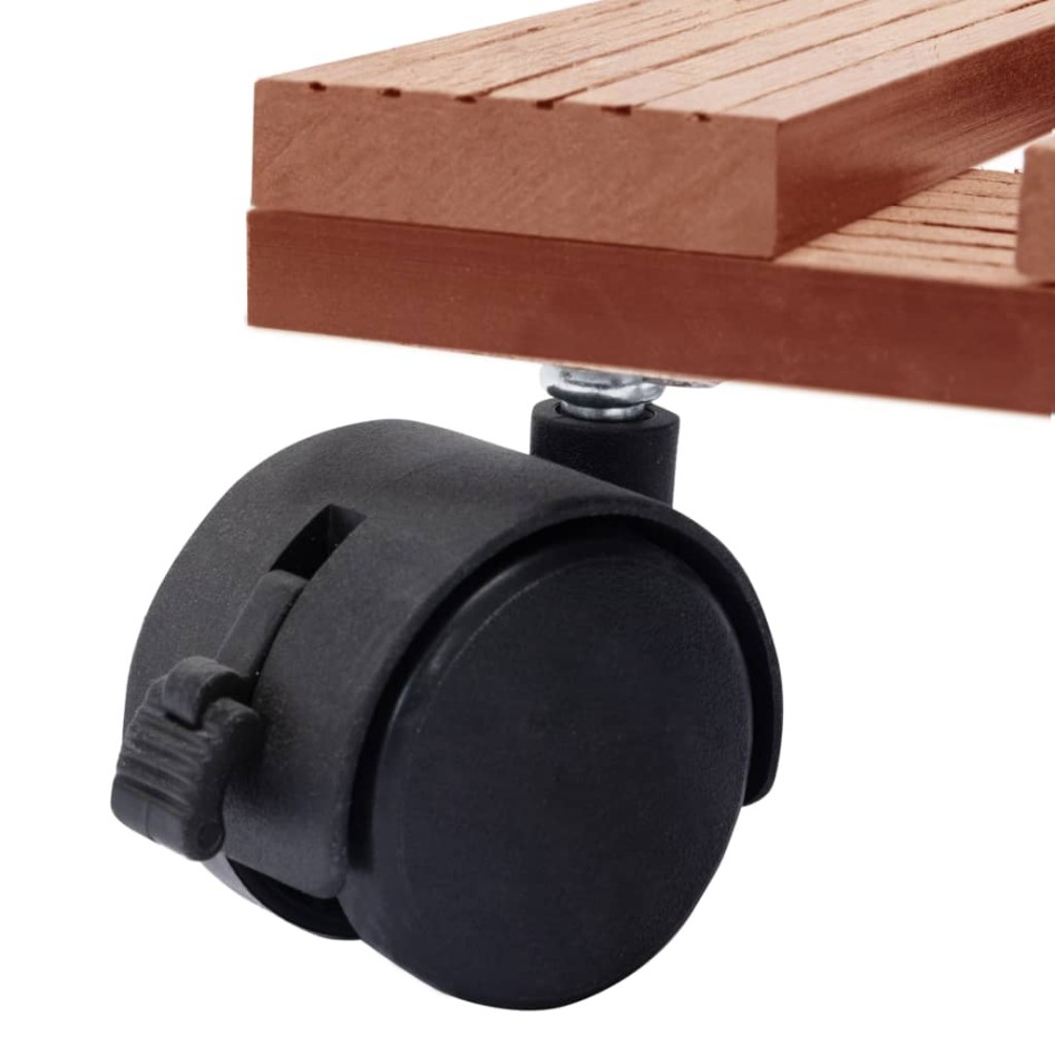 Soportes con ruedas para plantas 4 uds marrón WPC 30x30x7,5