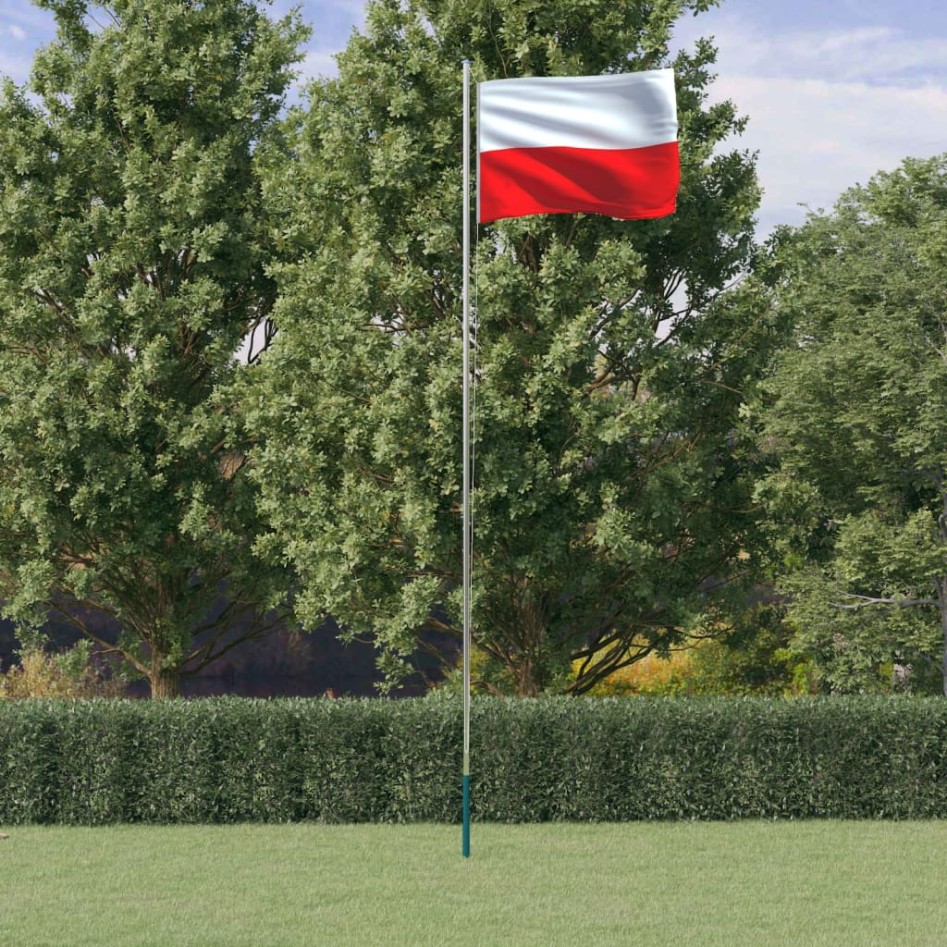 Mástil y bandera de Polonia aluminio 6,23