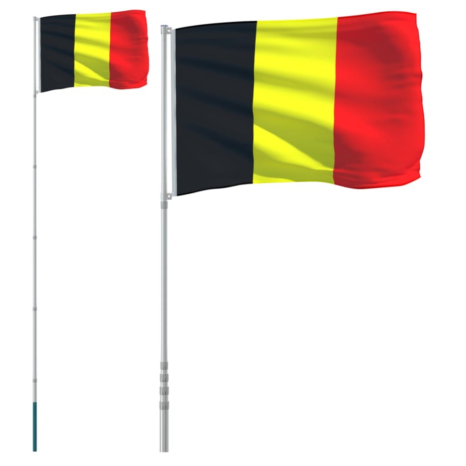 Mástil y bandera de Bélgica aluminio 5,55