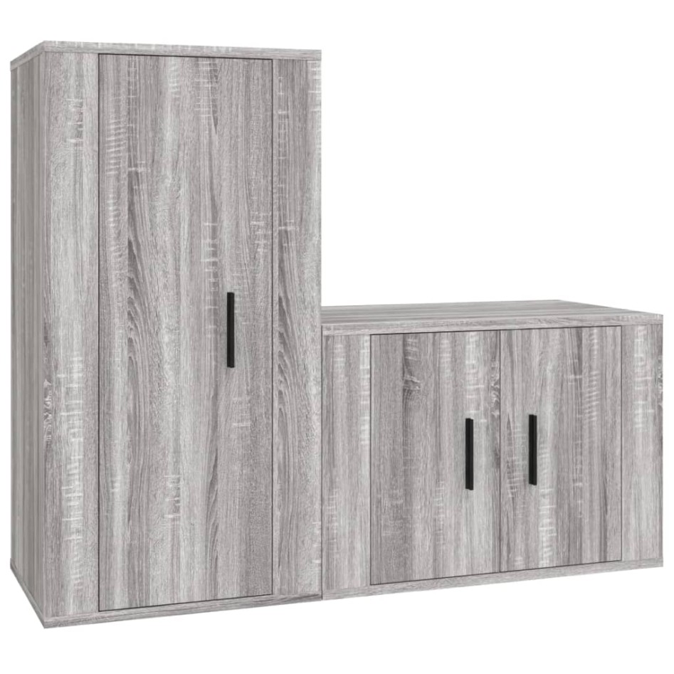 Set de muebles para TV 2 pzas madera contrachapada gris