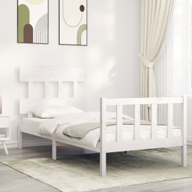 Estructura de cama sin colchón madera de pino blanca 90x200
