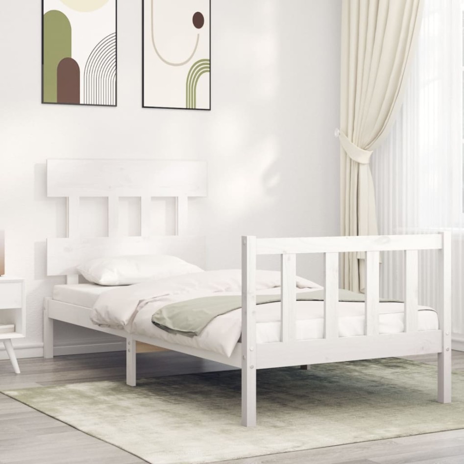 Estructura de cama sin colchón madera de pino blanca 90x200
