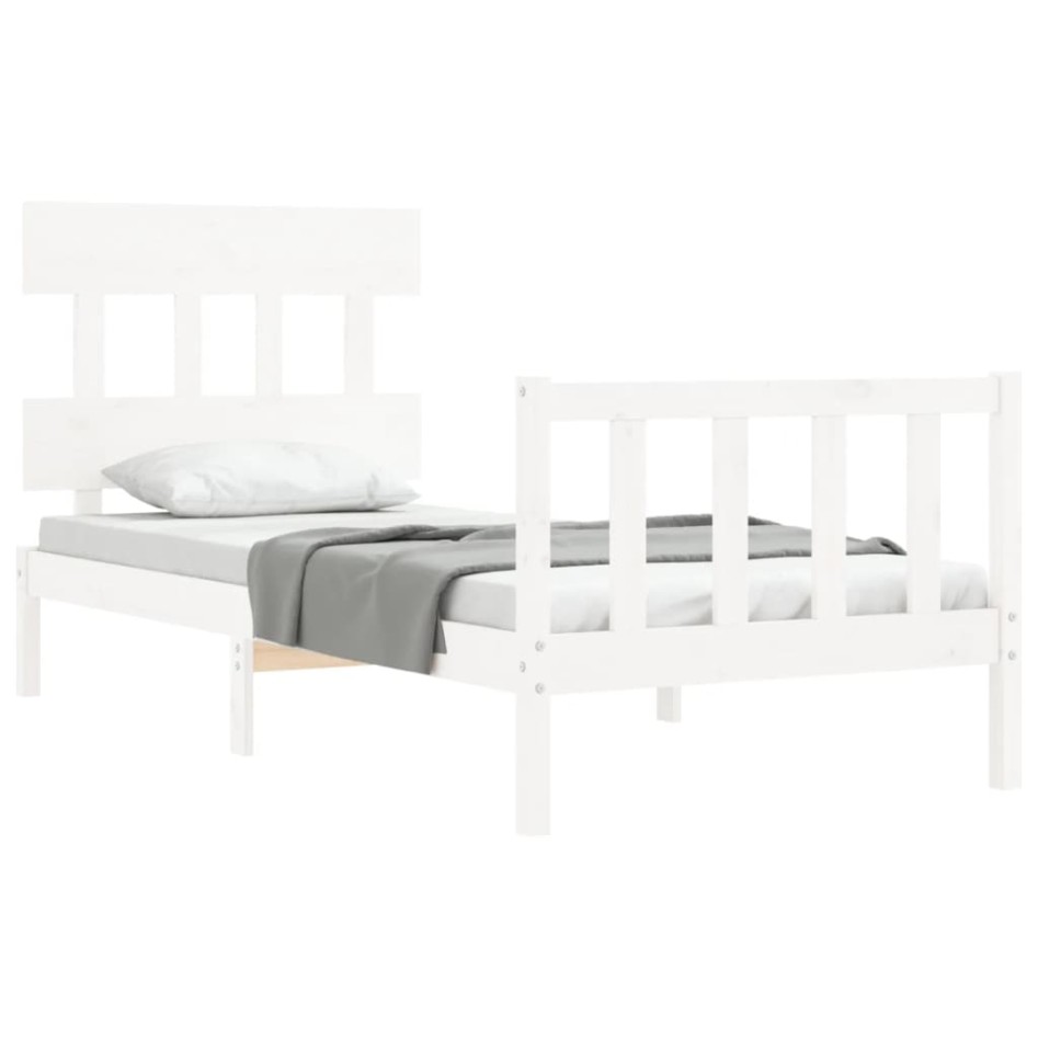 Estructura de cama sin colchón madera de pino blanca 90x200