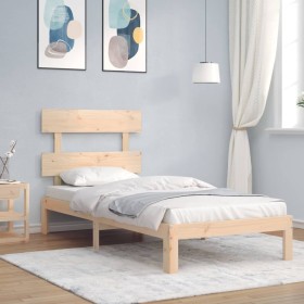 Estructura de cama sin colchón madera maciza de pino 90x200