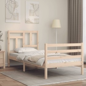 Estructura de cama con cabecero madera maciza 90x200