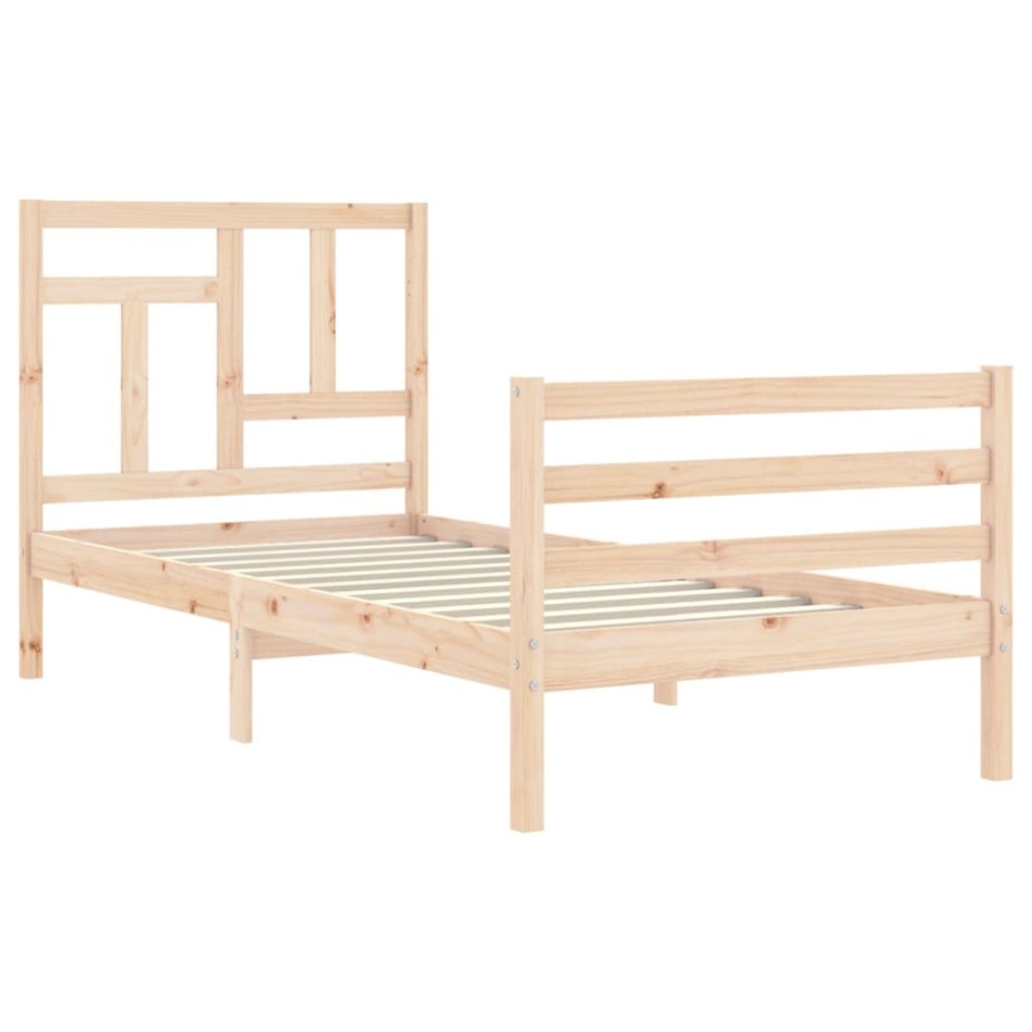 Estructura de cama con cabecero madera maciza 90x200