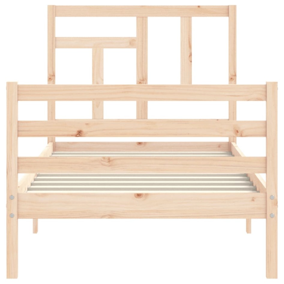Estructura de cama con cabecero madera maciza 90x200