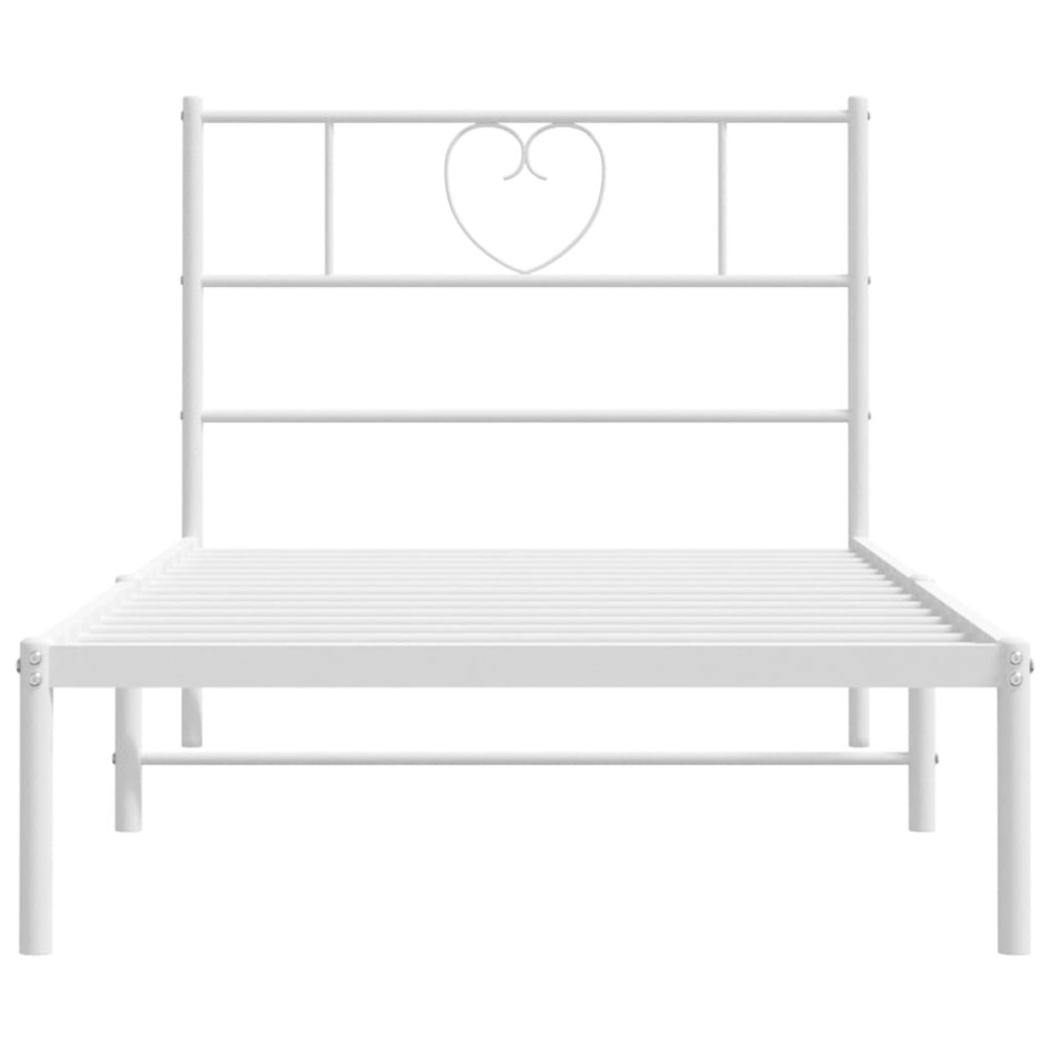 Estructura cama sin colchón con cabecero metal blanco 75x190