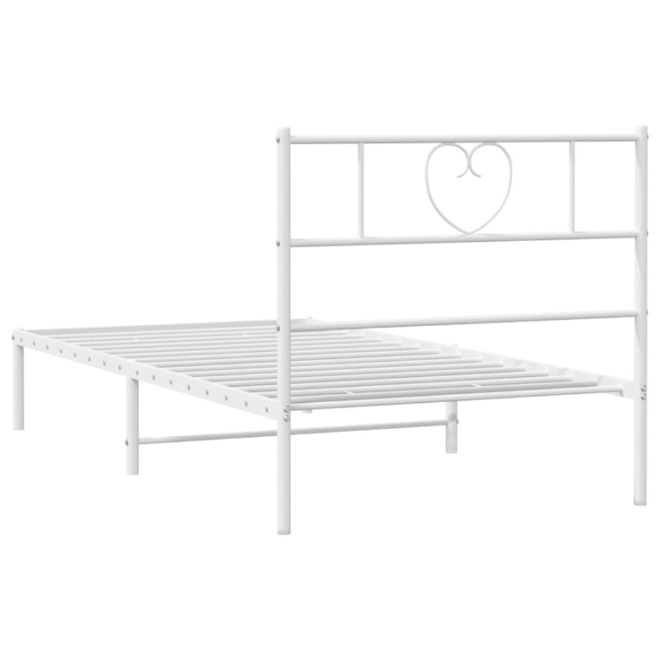 Estructura cama sin colchón con cabecero metal blanco 75x190