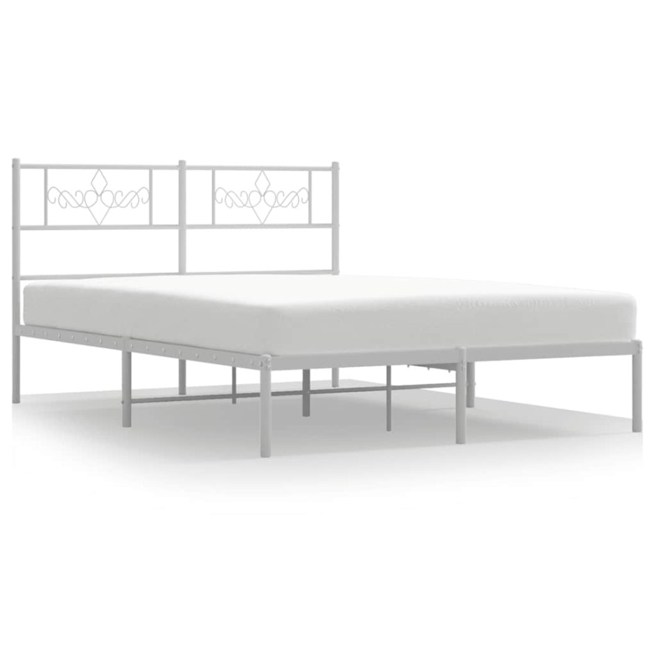 Estructura cama sin colchón con cabecero metal blanco