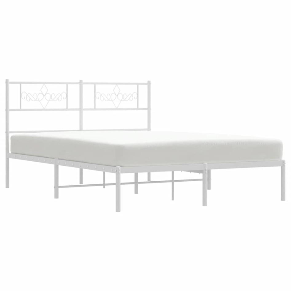 Estructura cama sin colchón con cabecero metal blanco