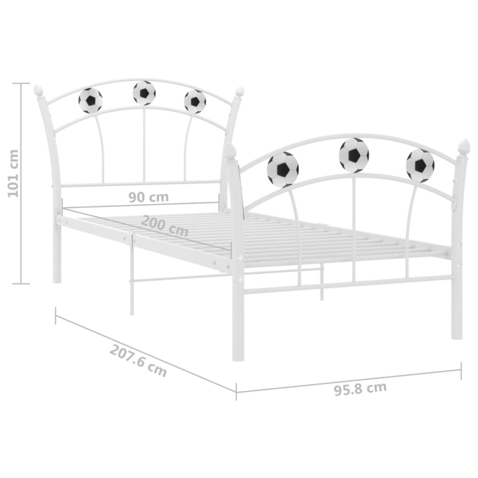 Estructura de cama sin colchón metal blanco 90x200