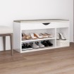 Banco zapatero con cojín madera ingeniería blanco brillo