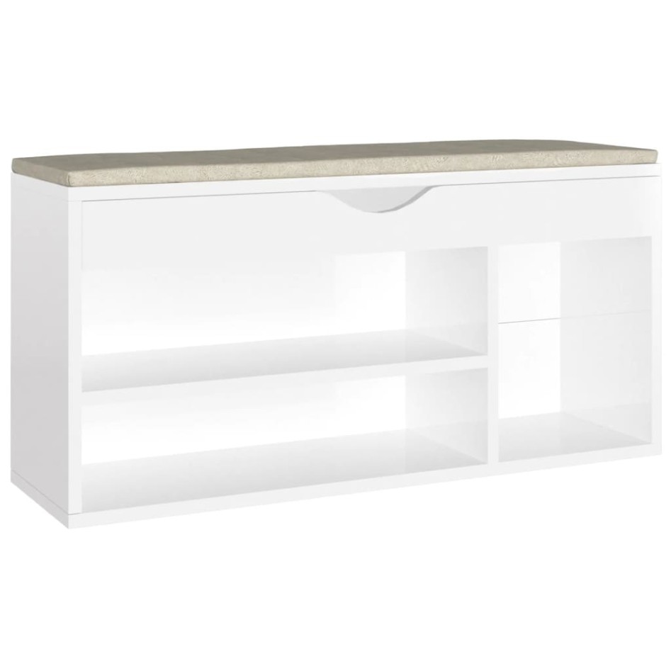 Banco zapatero con cojín madera ingeniería blanco