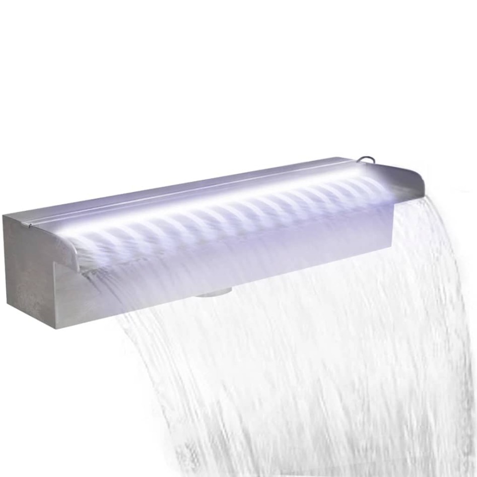 Fuente cascada rectangular LED piscina acero inoxidable 45