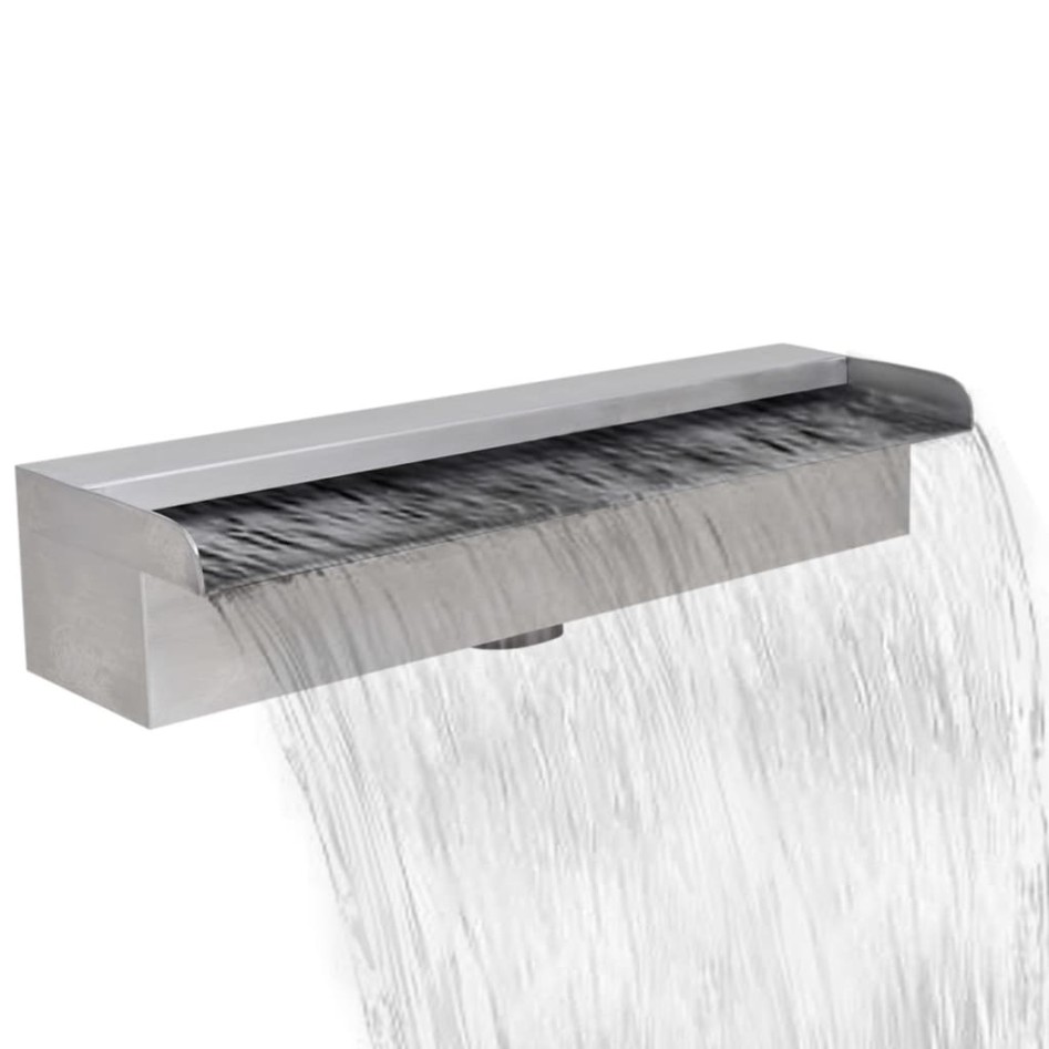 Fuente cascada rectangular piscina acero inoxidable 45