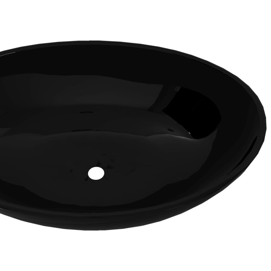 Lavabo ovalado de cerámica negro 40x33